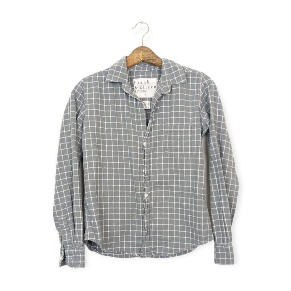 Frank & Eileen Barry Shirt S Gray Plaid Polar Flannel Button Up Tailored